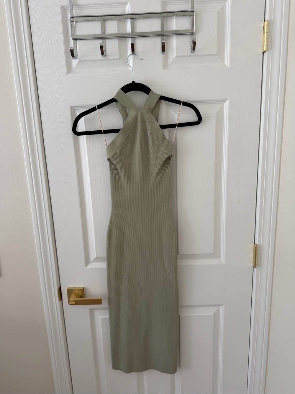 Aritzia Olive Halter Midi Dress